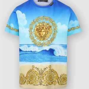 Versace Blue and Gold Men's Shirt